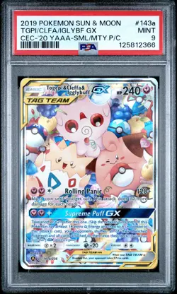 2019 POKEMON SUN & MOON COSMIC ECLIPSE TOGEPI & CLEFFA & IGGLYBUFF GX PSA 9 - Image 1