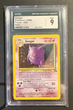 Gengar 1999 Pokemon Unlimited Fossil Holo 5/62 CGC 9 - Image 1