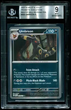 BGS 9 Umbreon Master Ball Reverse Holo Prismatic Evolutions 2025 Pokemon #059 - Image 1
