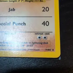 Pokemon TCG Hitmonchan Base Set 7/102 Holo 1999-2000 Wizards Base Set - Image 5