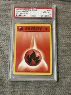 1999 POKEMON BASE SET 1ST EDITION #98 FIRE ENERGY PSA 8???? - Image 1