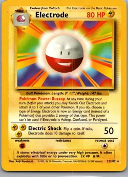 Pokemon Electrode Base Set # 21 LP - Image 1