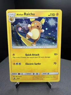 Pokemon TCG Sun & Moon Alolan Raichu SM65 Black Star Promo Cosmos Holo LP - Image 1
