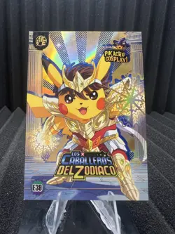 Knights Of The Zodiac (Pikachu) #E39 - Gold Holo Box Hit Pikachu Cosplay Pokemon - Image 1