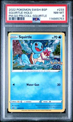 2022 POKEMON SWSH BLACK STAR PROMO #233 SQUIRTLE-HOLO PSA 8 - Image 1