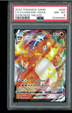 PSA 8 Charizard VMAX - 020/189 - Darkness Ablaze Graded Pokemon - Image 1