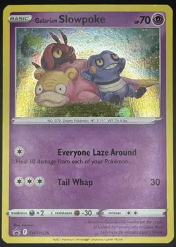 Pokemon TCG Galarian Slowpoke Holo Promo Sword and Shield SWSH126 LP - Image 1