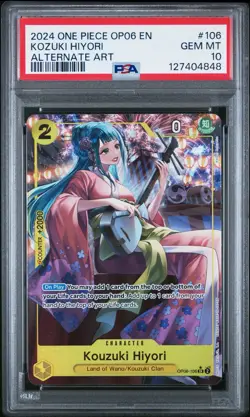 2024 One Piece Card Game TCG Kouzuki Hiyori OP06-106 Alternate Art PSA 10 - Image 1