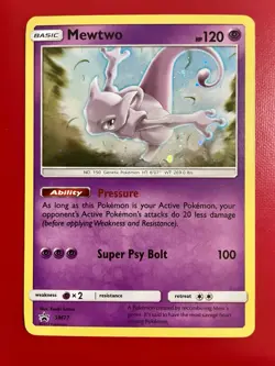 Pokemon TCG Mewtwo SM77 Cosmic Holo Black Star Promo Card - Image 1