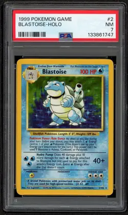 1999 POKEMON BASE SET UNLIMITED #2 BLASTOISE HOLO PSA 7 NM Rare - Image 1