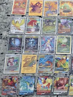Large Pokemon lot: 100+ cards with gold metals and official V/VMAX/GX cards. - Image 2