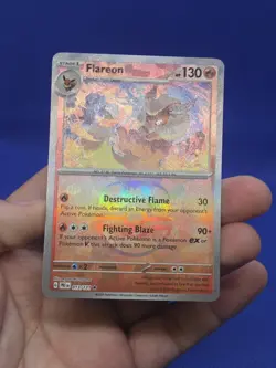 Pokemon Prismatic Evolutions Flareon 013/131 Master Ball Pattern Holo LP - Image 2