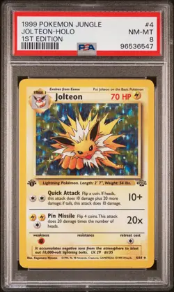 1999 POKEMON JUNGLE 1ST ED #4 JOLTEON-HOLO PSA 8 - Image 1