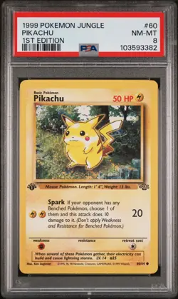 1999 POKEMON PIKACHU 1ST EDITION PSA 8 non-holo JUNGLE #60/64 Free Shipping - Image 1
