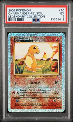 2002 POKEMON CHARMANDER REVERSE HOLO FOIL LEGENDARY COLLECTION #70 PSA 5 - Image 1