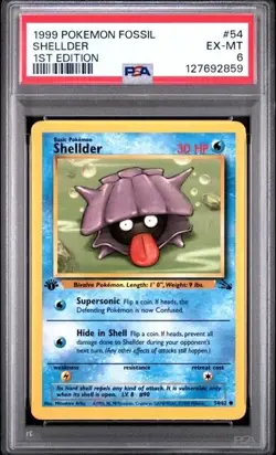 1999 Pokemon Fossil 1ST EDITION - #44 TENTACRUEL PSA 8, #54 SHELLDER PSA 6 - Image 5
