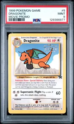 1999 Pokemon Dragonite Movie Promo #5 PSA 9 Mint - Image 1