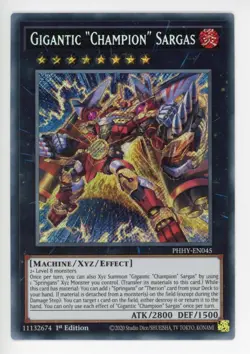Yugioh PHHY-EN045 Gigantic ''Champion'' Sargas Secret Rare 1st Edition - Image 1