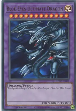 YUGIOH Ultra Rare Blue-Eyes Ultimate Dragon LDS2-EN018 1st Edition Gold Name - Image 1