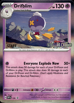 Drifblim SVP 135 Black Star Promo Staff Card Pokemon - Image 1