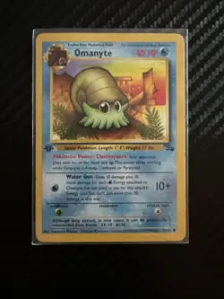 Omanyte 1st Edition 52/62 Fossil Pokemon Card 1999 WOTC - Near Mint - Image 1