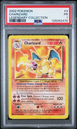 PSA 1 Charizard #3 Non Holo Legendary Collection 2002 Pokemon WoTC PR - Image 1