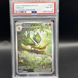 PSA 8 Vibrava 206/191 Pokemon Surging Sparks Illustration Rare 2024 NM-MINT - Image 1