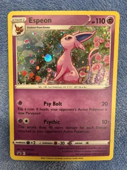 Pokemon TCG ~ Espeon 2021 Fusion Strike Black Star Promo SWSH174 Hvy Cosmos NIM - Image 2