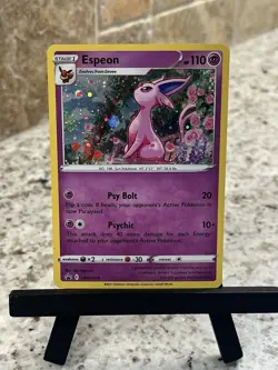 Pokemon TCG ~ Espeon 2021 Fusion Strike Black Star Promo SWSH174 Hvy Cosmos NIM - Image 3