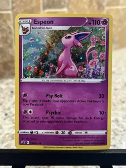 Pokemon TCG ~ Espeon 2021 Fusion Strike Black Star Promo SWSH174 Hvy Cosmos NIM - Image 4
