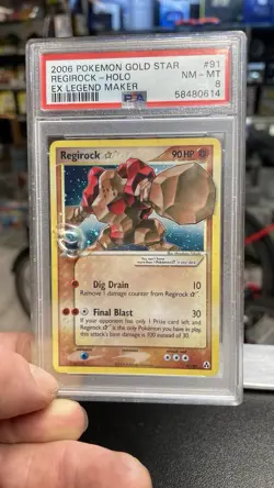 Pokemon Card - Regirock Gold Star EX Legend Maker Holo 91/92 - PSA 8 - Image 1