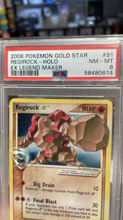 Pokemon Card - Regirock Gold Star EX Legend Maker Holo 91/92 - PSA 8 - Image 3