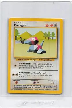Porygon 39/102 - BASE SET - VINTAGE WOTC Pokemon Card - UNLIMITED - LP - Image 1