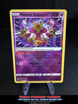 Radiant Alakazam 059/195, Silver Tempest, Pokemon, NM - Image 1