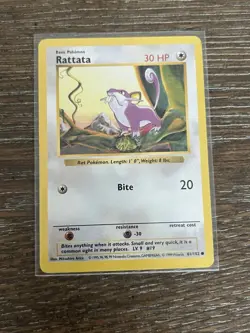 Rattata 1999 Pokemon TCG Base Set Shadowless #61/102 - Near Mint - Image 1