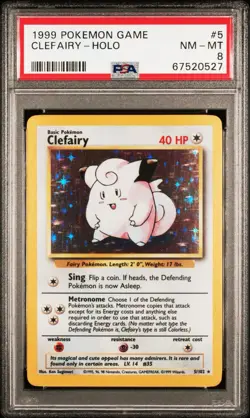 1999 POKEMON GAME #5 CLEFAIRY-HOLO PSA 8 - Image 1