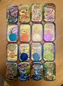 Pokemon Prismatic Evolutions Mini Tins Opened No Packs Full Set Of 8 Empty Tins - Image 1