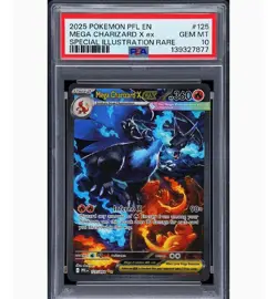 2025 POKEMON PFL SPECIAL ILLUSTRATION RARE #125 MEGA CHARIZARD X EX PSA 10 - Image 1