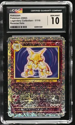 CGC 10 GEM MINT Alakazam Legendary (Collection) 1/110 Reverse Holo Pokemon Card - Image 1