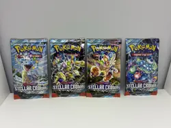 4 Pack Pokemon TCG Stellar Crown Sleeved Booster Pack COMPLETE ART SET - Image 1