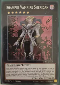 YuGiOh Dhampir Vampire Sheridan Secret Rare 1st Edition DASA-EN007 - Image 1