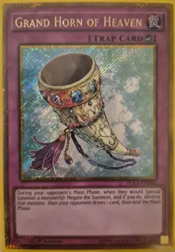 YuGiOh Grand Horn of Heaven Gold Secret Rare 1st Edition PGL3-EN040 - Image 1