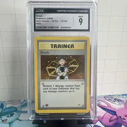 *SWIRL* 2000 Gym Heroes Brock 1st Edition Holo 15/132 Pokemon Card CGC 9 MINT - Image 1