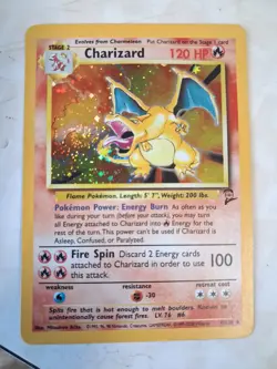 Charizard 4/130 Holo Rare Base Set 2 Pokemon Card SWIRL!! - Image 1