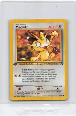 Meowth 62/82 - 1ST EDITION - Team Rocket - VINTAGE WOTC Pokemon CARD - MP - Image 1