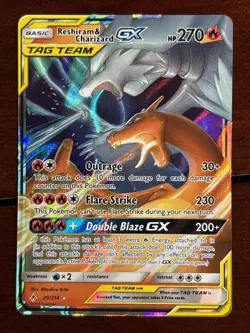 Pokemon Unbroken Bonds Charizard & Reshiram GX 20/214 Tag Team Full Art Holo - Image 1