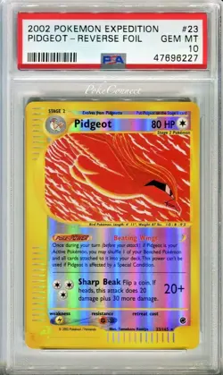 PSA 10 GEM MINT Pokemon PIDGEOT Reverse Holo Rare 2002 Expedition #23/165 WOTC - Image 1