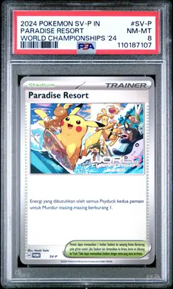 2024 POKEMON INDONESIAN SV-P PROMO #SV-P PARADISE RESORT PSA 8 - Image 1