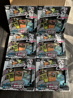 Lot of 6 Pokemon TCG SV10.5 Black Bolt & White Flare Unova Poster Collection Box - Image 1