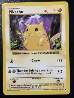 Pokemon Pikachu 58/102 Base Set Shadowless Yellow Cheeks HP - Image 1